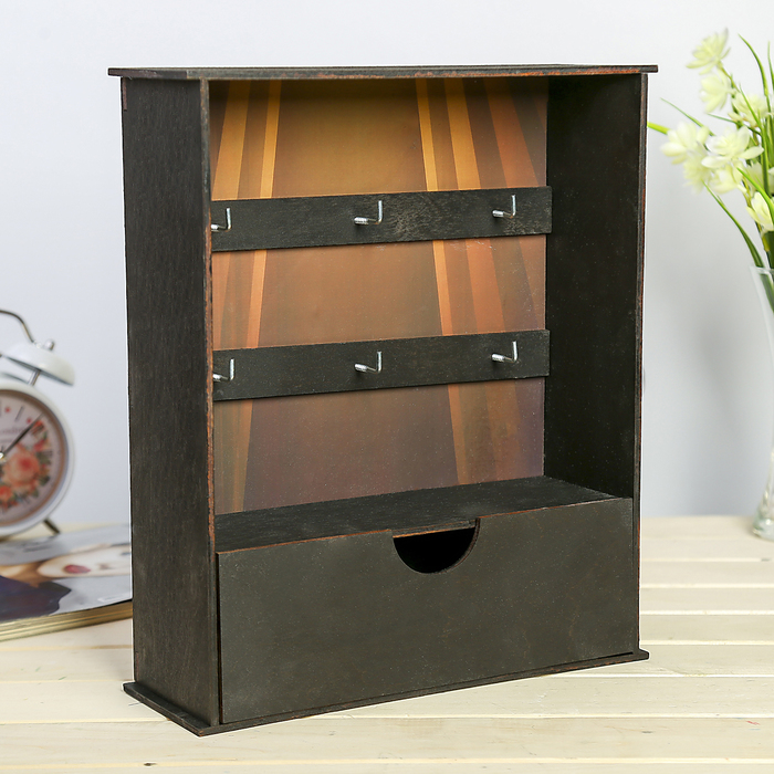 Ключница открытая с ящиком "Арт-декор Строгий стиль 05" 23,5х29,6х9 см