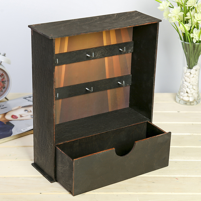 Ключница открытая с ящиком "Арт-декор Строгий стиль 05" 23,5х29,6х9 см