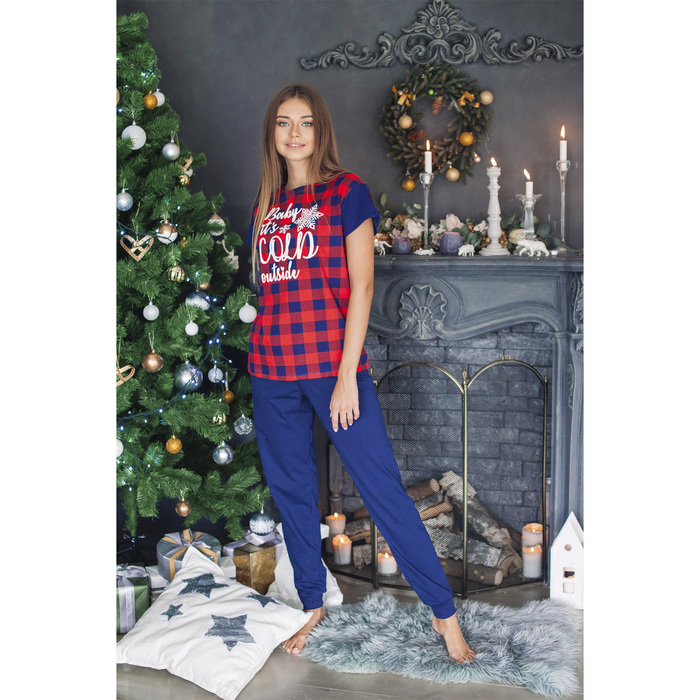 Футболка женская KAFTAN "Hello winter" красн., р-р 44-46, 100% хл