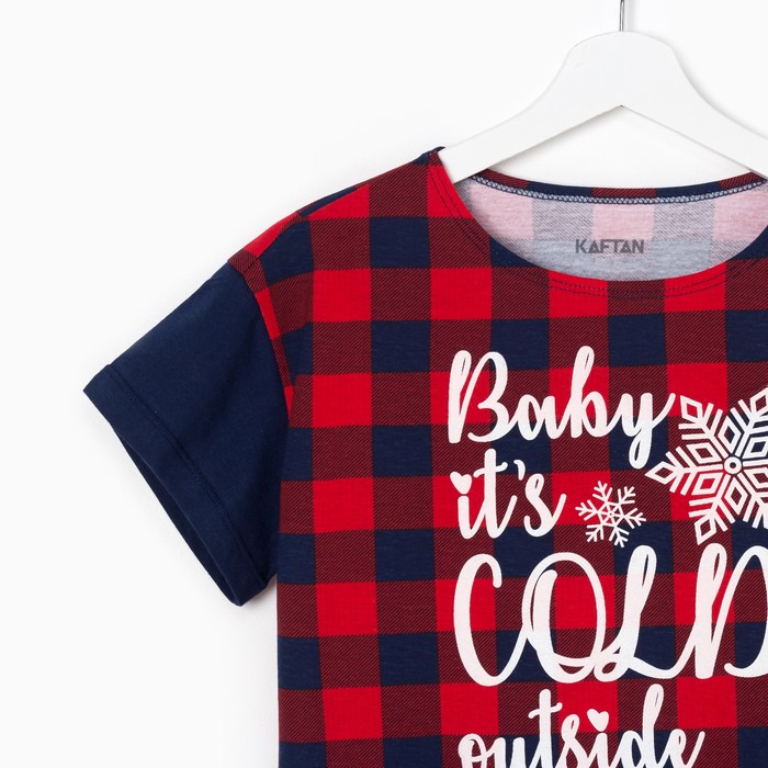 Футболка женская KAFTAN "Hello winter" красн., р-р 44-46, 100% хл