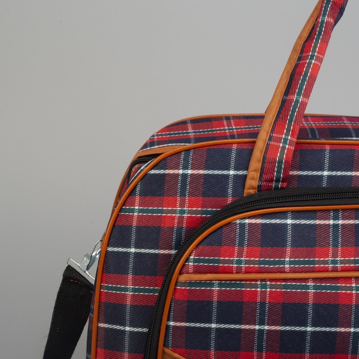 Сумка дорожная «Квадрат», отдел на молнии, наружный карман, длинный ремень, цвет чёрный/красный