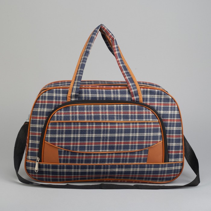 Сумка дорожная «Квадрат», отдел на молнии, наружный карман, длинный ремень, цвет синий/красный