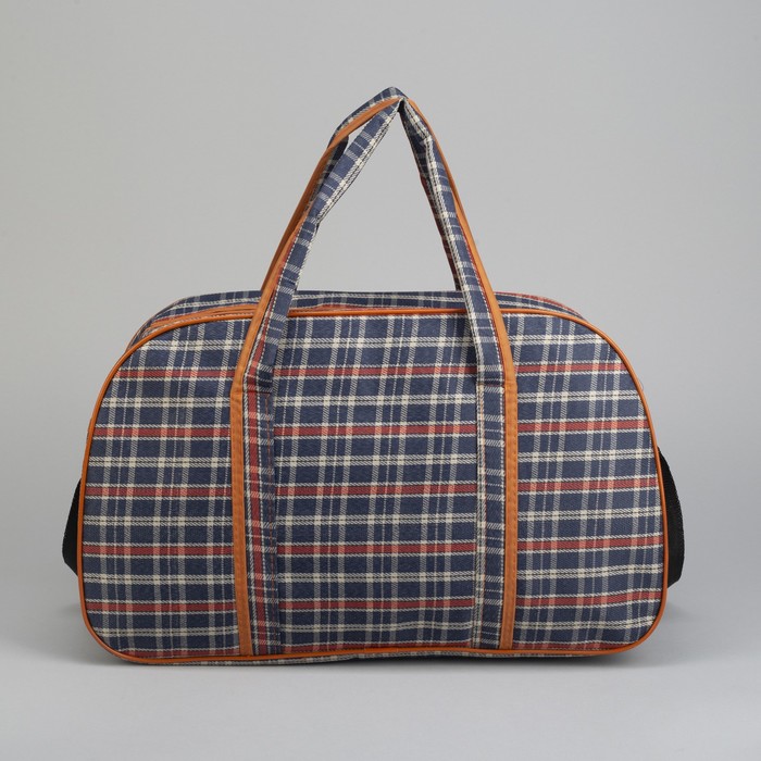 Сумка дорожная «Квадрат», отдел на молнии, наружный карман, длинный ремень, цвет синий/красный