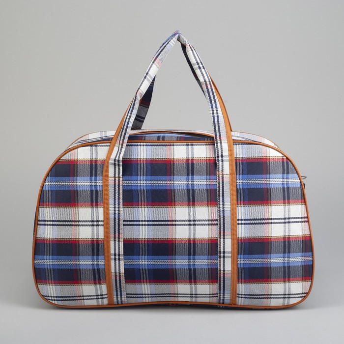 Сумка дорожная «Квадрат», отдел на молнии, наружный карман, длинный ремень, цвет синий/голубой