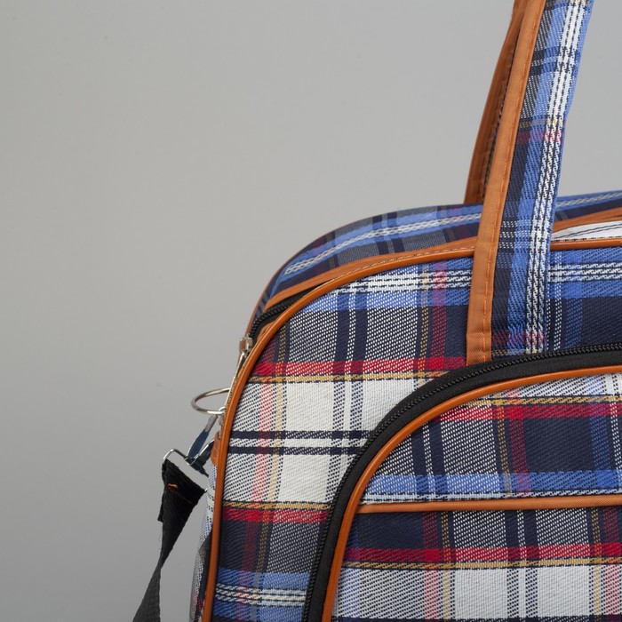 Сумка дорожная «Квадрат», отдел на молнии, наружный карман, длинный ремень, цвет синий/голубой