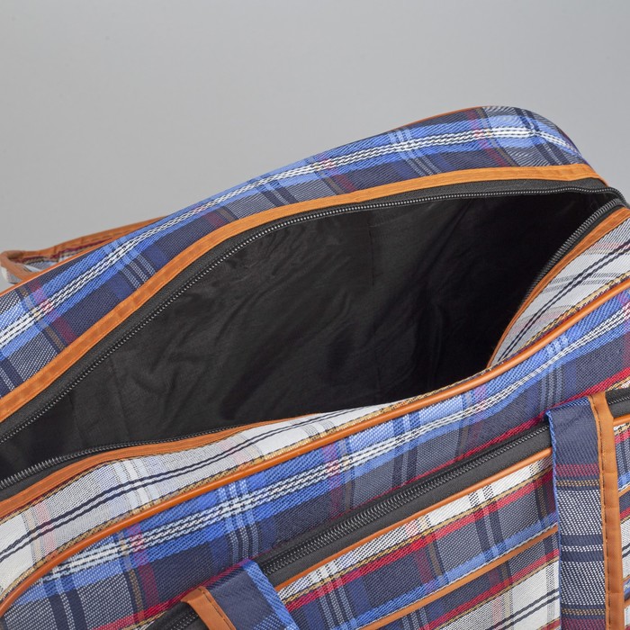 Сумка дорожная «Квадрат», отдел на молнии, наружный карман, длинный ремень, цвет синий/голубой