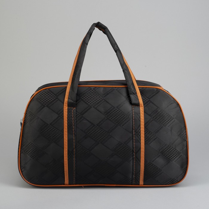 Сумка дорожная «Ромбы», отдел на молнии, наружный карман, длинный ремень, цвет чёрный