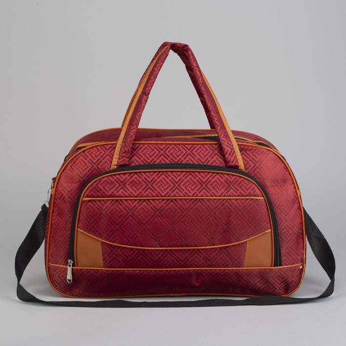 Сумка дорожная «Ромбы», отдел на молнии, наружный карман, длинный ремень, цвет бордовый