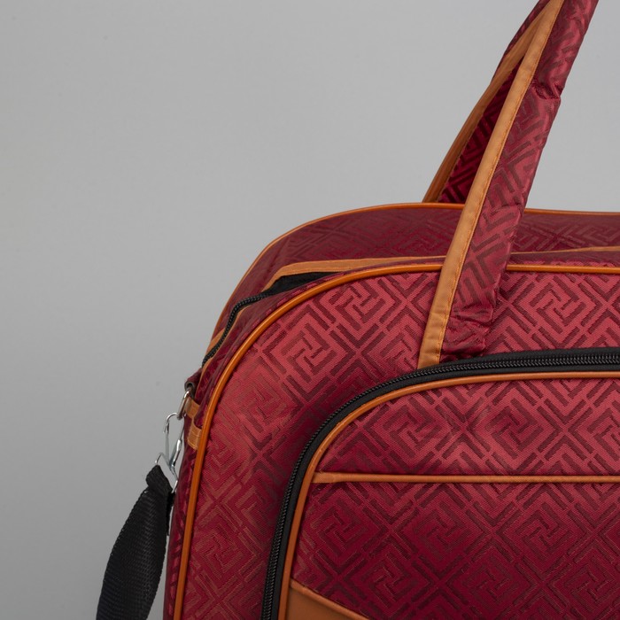 Сумка дорожная «Ромбы», отдел на молнии, наружный карман, длинный ремень, цвет бордовый