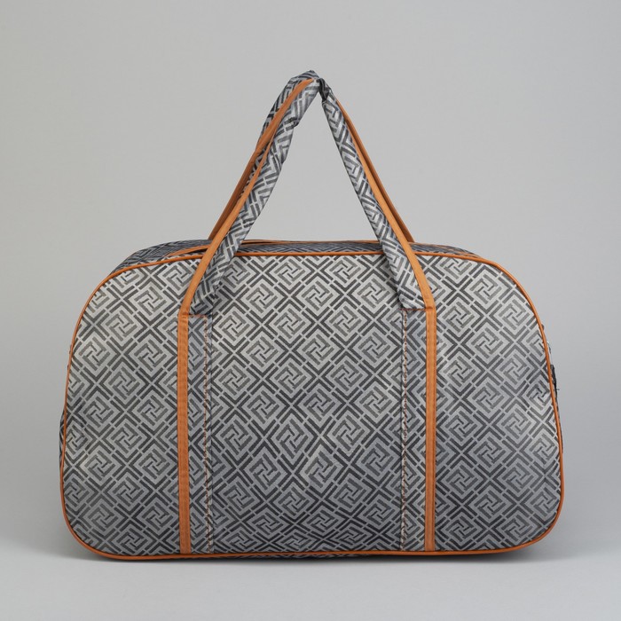 Сумка дорожная «Ромбы», отдел на молнии, наружный карман, длинный ремень, цвет серый