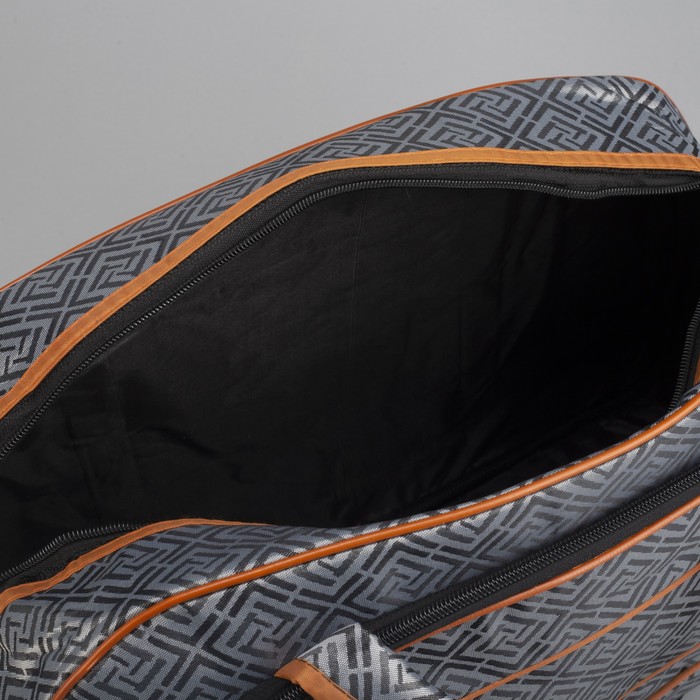 Сумка дорожная «Ромбы», отдел на молнии, наружный карман, длинный ремень, цвет серый