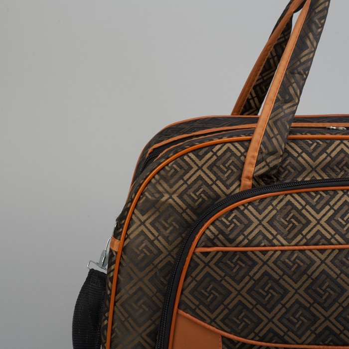 Сумка дорожная «Ромбы», отдел на молнии, наружный карман, длинный ремень, цвет кофе