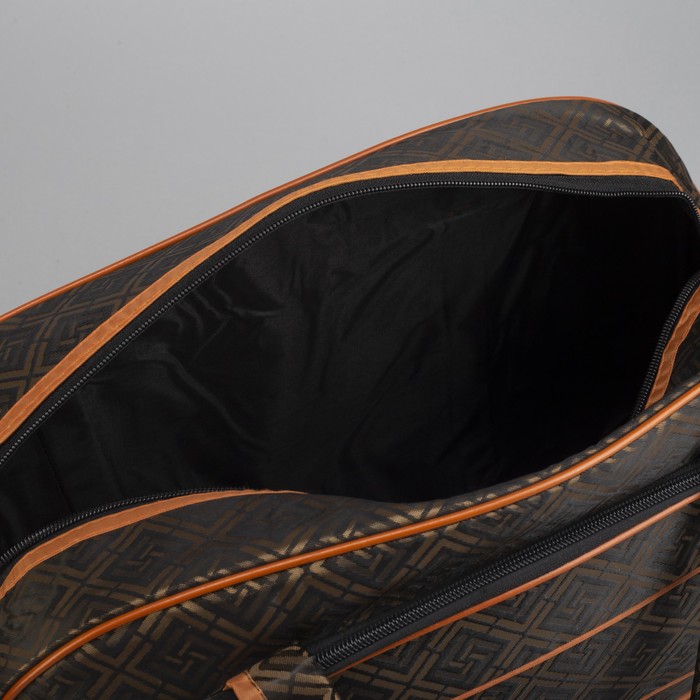 Сумка дорожная «Ромбы», отдел на молнии, наружный карман, длинный ремень, цвет кофе