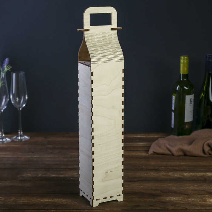 Заготовка для декора "Коробка для вина №17" из фанеры 50х8,5х8,5 см (набор 10 деталей)