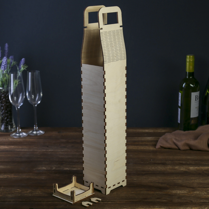 Заготовка для декора "Коробка для вина №17" из фанеры 50х8,5х8,5 см (набор 10 деталей)