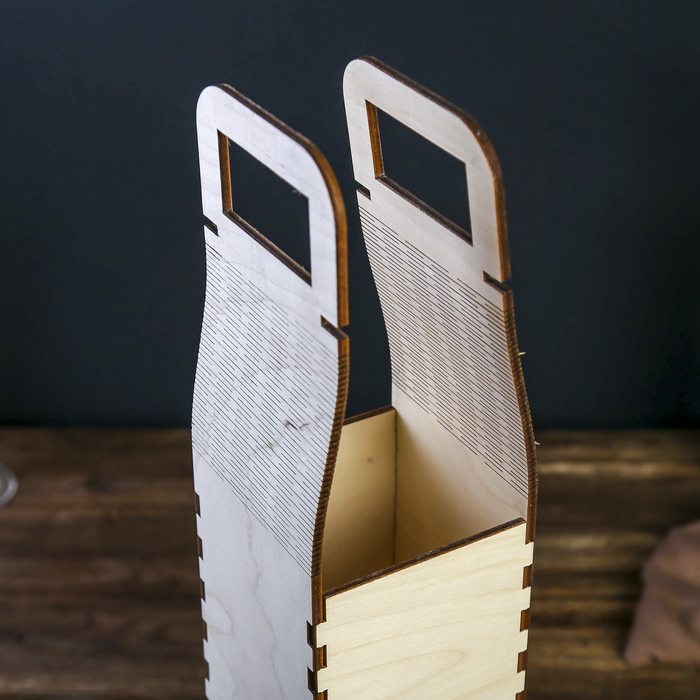 Заготовка для декора "Коробка для вина №17" из фанеры 50х8,5х8,5 см (набор 10 деталей)