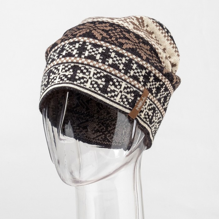 Шапка мужская "Снежинка" цвет кофейный, р-р 56