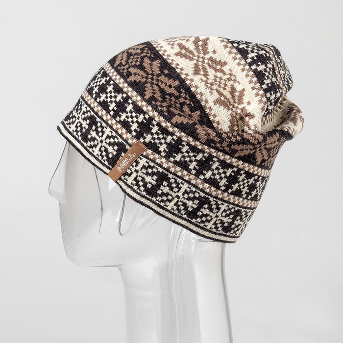 Шапка мужская "Снежинка" цвет кофейный, р-р 56