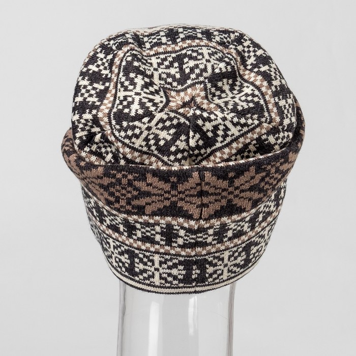 Шапка мужская "Снежинка" цвет кофейный, р-р 56