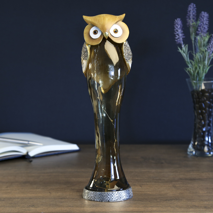 Сувенир полистоун, стекло световой "Филин" 33,5х9,5х8 см