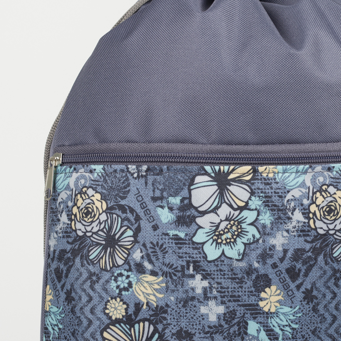 7926 П-600/Д Сумка-мешок для обуви 34*1*45, н/карман на молнии, серый/морск волна