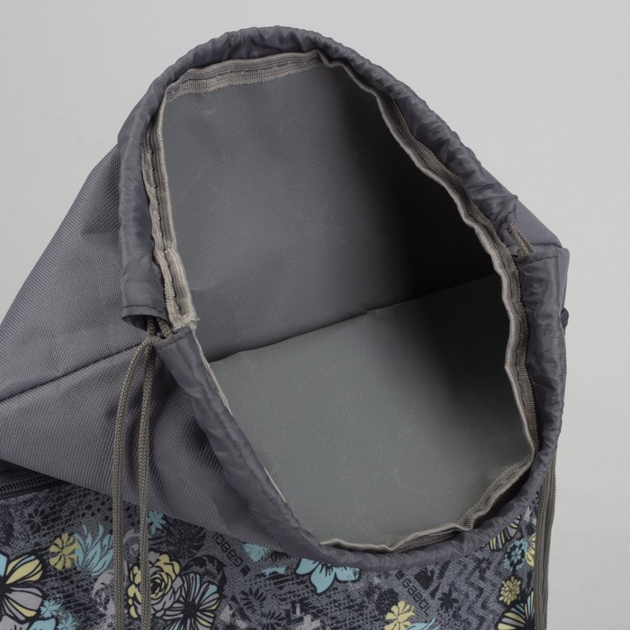 7926 П-600/Д Сумка-мешок для обуви 34*1*45, н/карман на молнии, серый/морск волна