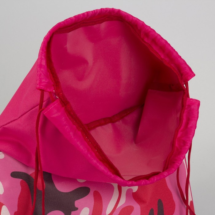 7926 П-600/Д Сумка-мешок для обуви 34*1*45, н/карман на молнии, розовый/камуф роз