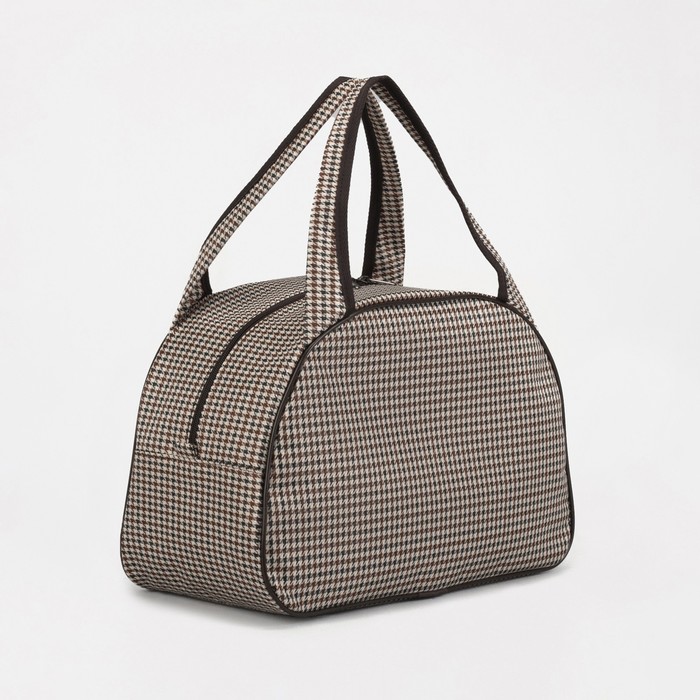 Сумка дорожная, 1 отдел, держатель для чемодана, цвет коричневый/бежевый