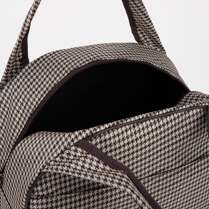 Сумка дорожная, 1 отдел, держатель для чемодана, цвет коричневый/бежевый