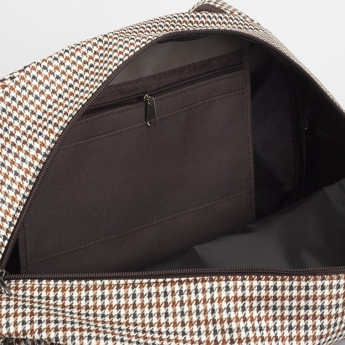 Сумка дорожная, 1 отдел, держатель для чемодана, цвет коричневый/бежевый