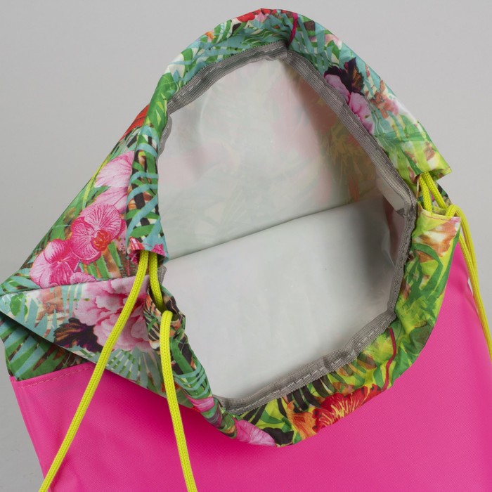 4805-А П-420/Д Сумка-мешок для обуви 34*1*41, розовый/зеленая листва