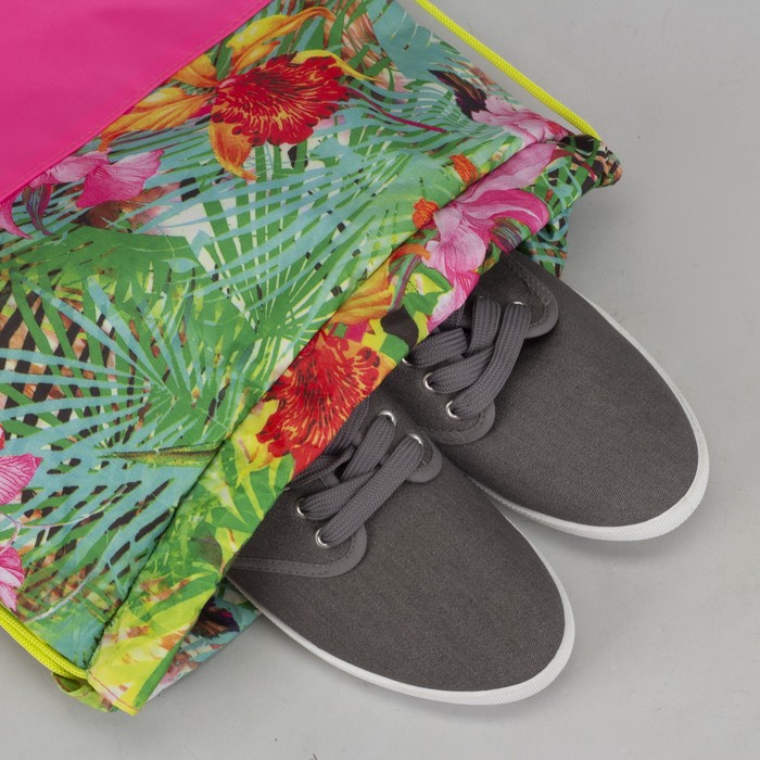 4805-А П-420/Д Сумка-мешок для обуви 34*1*41, розовый/зеленая листва