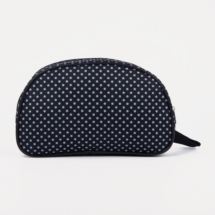 Косметичка дорожная, отдел на молнии, цвет чёрный/белый горох