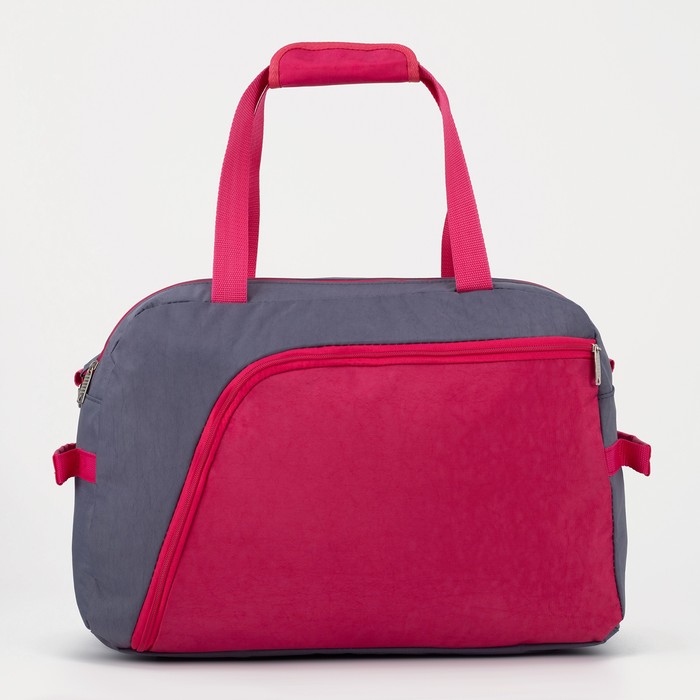 5911/Жат Сумка спорт, 47*21*33, отд на молнии, 2 н/карман, ремень, серый/розовый