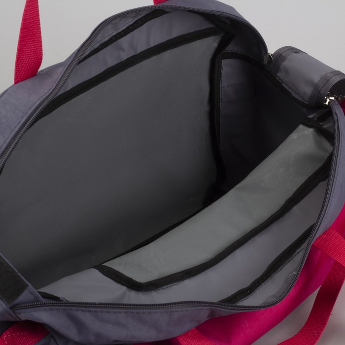 5911/Жат Сумка спорт, 47*21*33, отд на молнии, 2 н/карман, ремень, серый/розовый