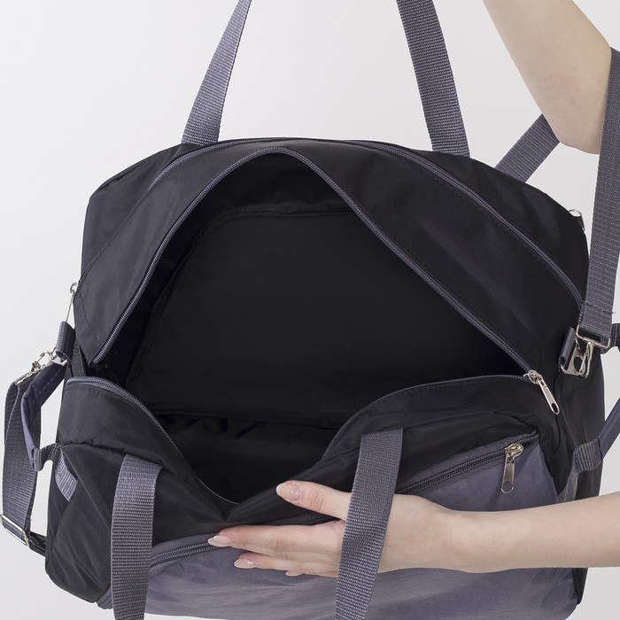 5911/Жат Сумка спорт, 47*21*33, отд на молнии, 2 н/карман, ремень, черный/серый