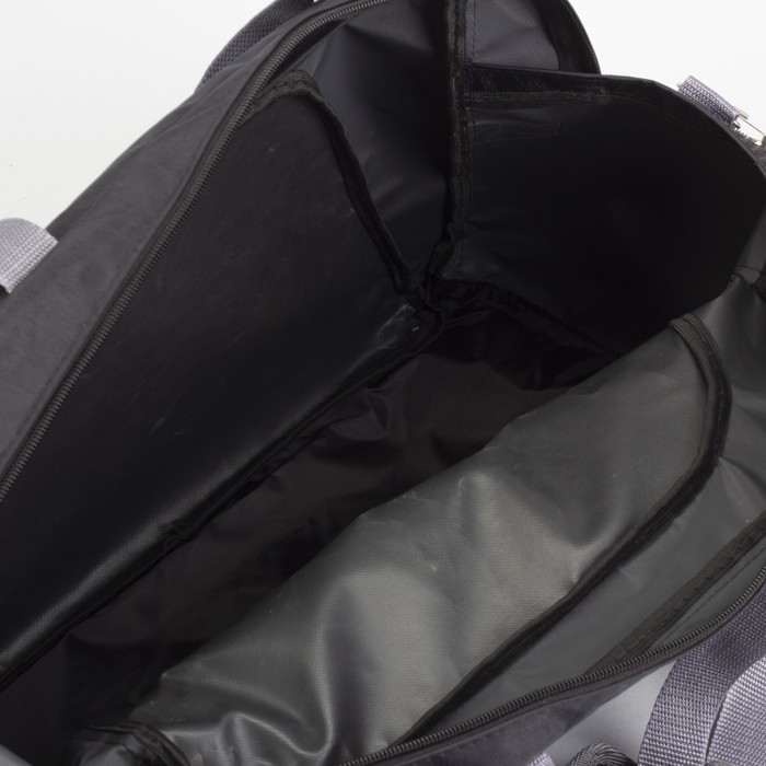 5911/Жат Сумка спорт, 47*21*33, отд на молнии, 2 н/карман, ремень, черный/серый