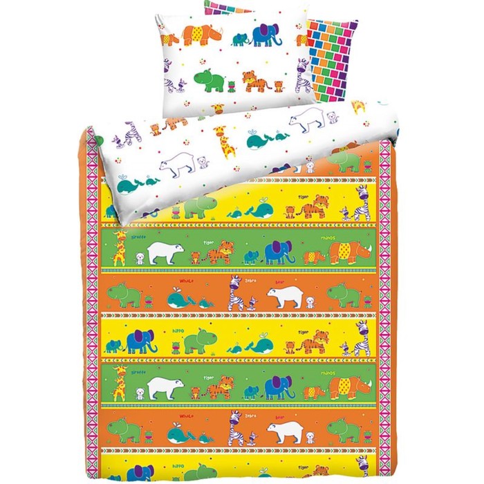 КПБ «Зоопарк» 1,5 сп., 150х215 см, 145х210 см, 50х70 см, 70х70 см по 1 шт., бязь