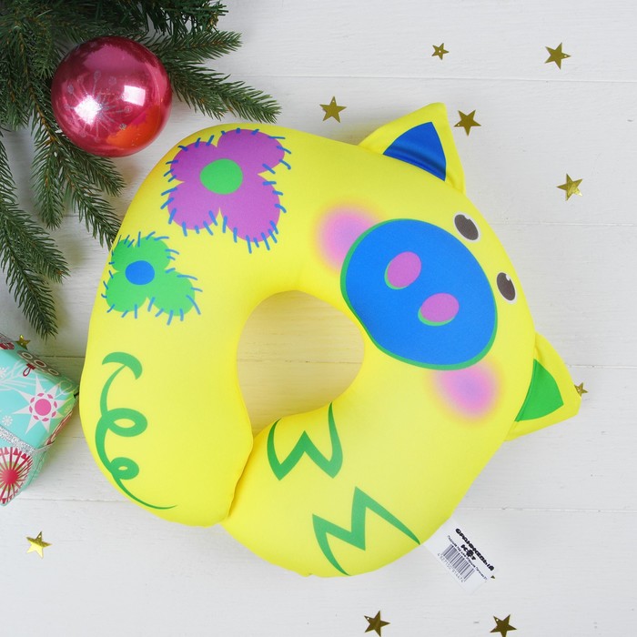 Подголовник-подушка антистресс "Пятачок", цветы