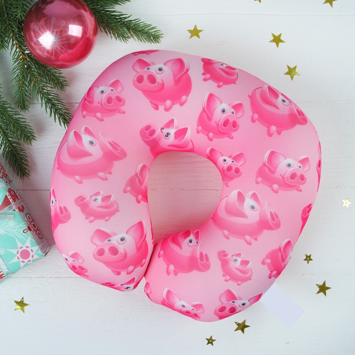 Подголовник-подушка "Поросенок", цвет розовый