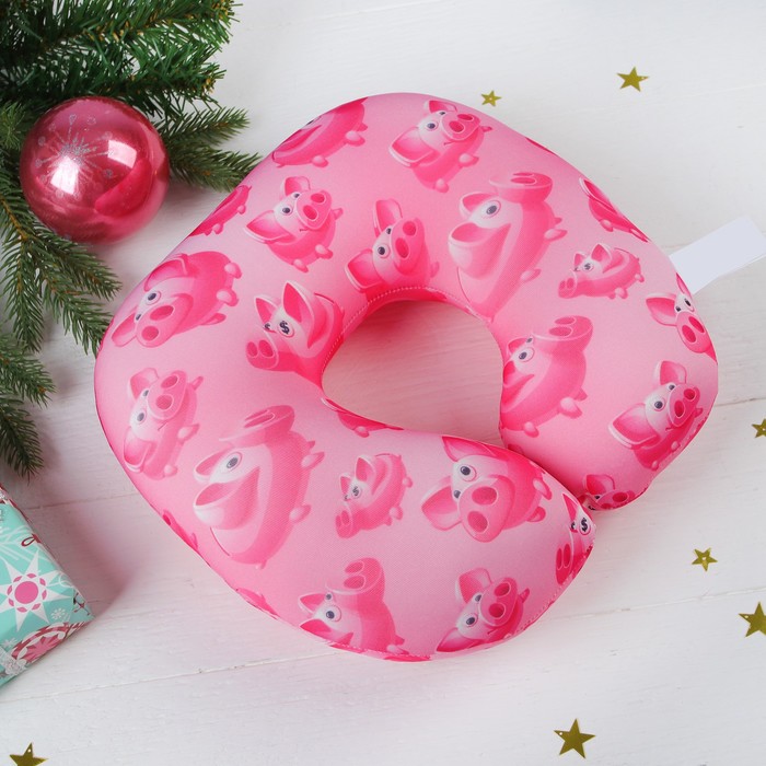 Подголовник-подушка "Поросенок", цвет розовый