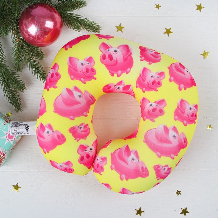 Подголовник-подушка "Поросенок", цвет желтый