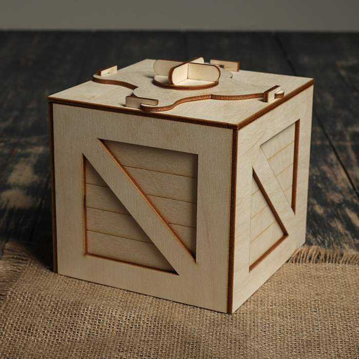 Подарочная коробка для кружки + подставка "Деревянный ящик"
