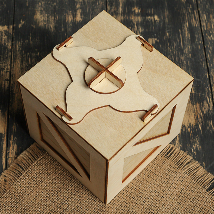 Подарочная коробка для кружки + подставка "Деревянный ящик"