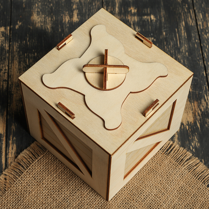 Подарочная коробка для кружки + подставка "Деревянный ящик"