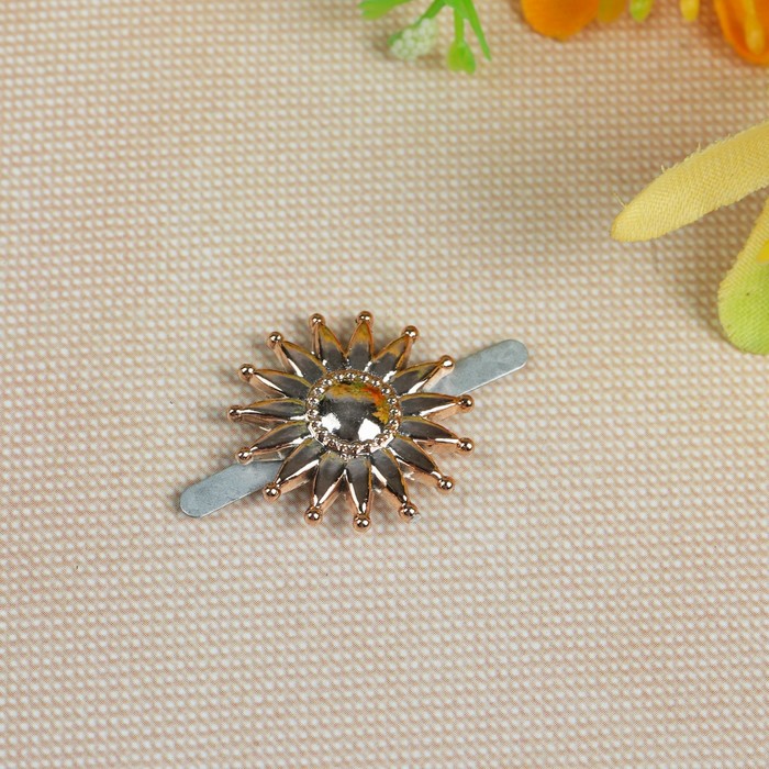 Декоративный элемент на прокол "Цветок", 3 х 2см, 5 пар, цвет золотой