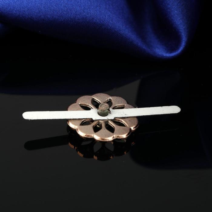 Декоративный элемент на прокол "Цветок", 3 х 2см, 5 пар, цвет золотой