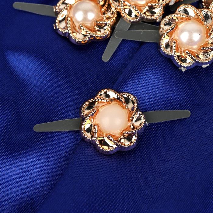 Декоративный элемент на прокол "Цветок", 3 х 1,5см, 5 пар, цвет золотой