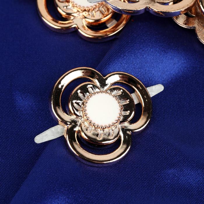 Декоративный элемент на прокол "Трилистник", 2 х 3см, 5 пар, цвет золотой