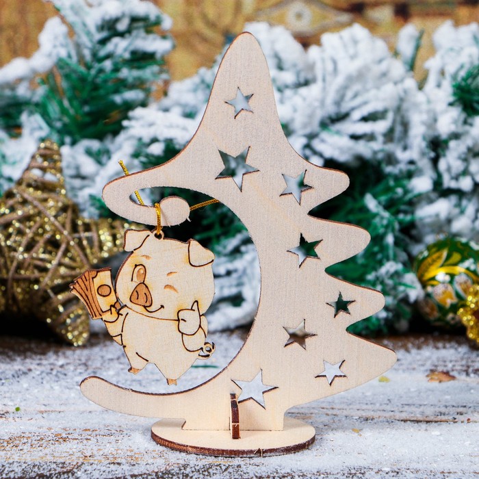 Заготовка для творчества "Ёлка №4 с поросёнком Кабачком"